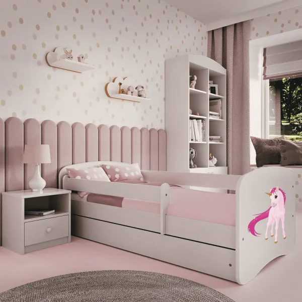 Kocot kids Detská posteľ Babydreams jednorožec biela, varianta 80x180, se šuplíky, s matrací