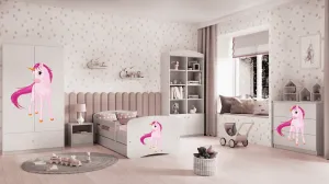 Kocot kids Detská posteľ Babydreams jednorožec biela, varianta 80x180, se šuplíky, s matrací