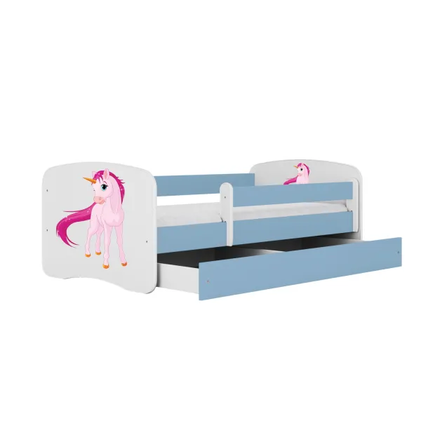 Kocot kids Detská posteľ Babydreams jednorožec modrá, varianta 80x180, se šuplíky, s matrací