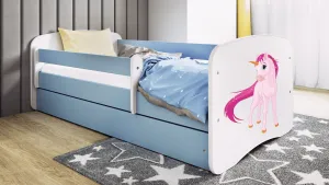 Kocot kids Detská posteľ Babydreams jednorožec modrá, varianta 80x180, se šuplíky, s matrací