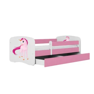 Kocot kids Detská posteľ Babydreams jednorožec ružová, varianta 70x140, se šuplíky, s matrací