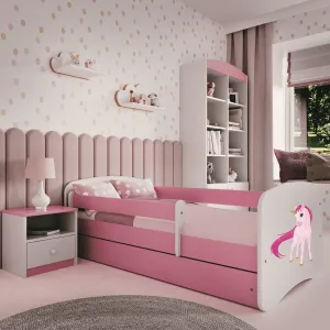 Kocot kids Detská posteľ Babydreams jednorožec ružová, varianta 70x140, se šuplíky, s matrací
