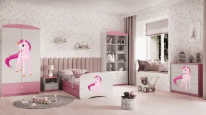 Kocot kids Detská posteľ Babydreams jednorožec ružová, varianta 70x140, se šuplíky, s matrací