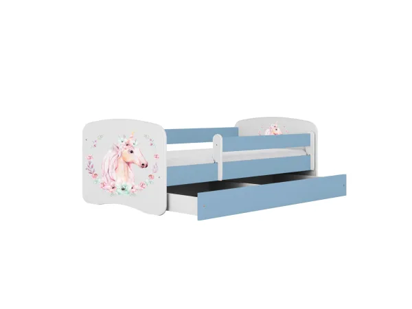 Kocot kids Detská posteľ Babydreams kôň modrá, varianta 70x140, se šuplíky, s matrací
