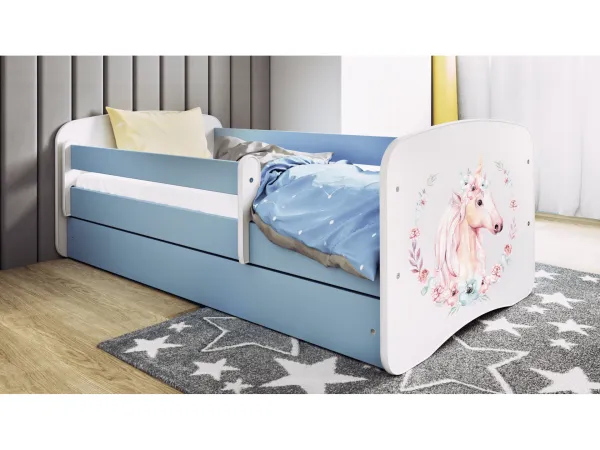 Kocot kids Detská posteľ Babydreams kôň modrá, varianta 70x140, se šuplíky, s matrací