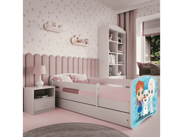 Kocot kids Detská posteľ Babydreams Snehové princezné biela, variant 80x180, se šuplíky, s matrací
