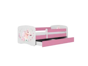 Kocot kids Detská posteľ Babydreams kôň ružová, varianta 70x140, se šuplíky, s matrací