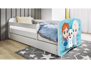 Kocot kids Detská posteľ Babydreams Snehové princezné biela, variant 80x180, se šuplíky, s matrací