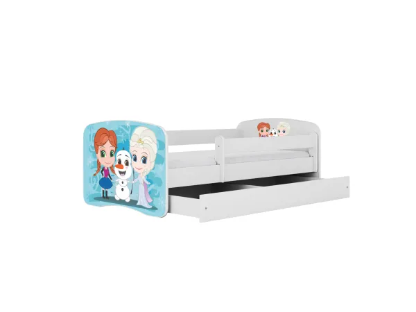 Kocot kids Detská posteľ Babydreams Snehové princezné biela, variant 80x180, se šuplíky, s matrací