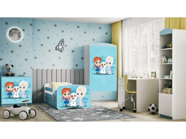 Kocot kids Detská posteľ Babydreams Ľadové kráľovstvo modrá, varianta 80x160, se šuplíky, s matrací