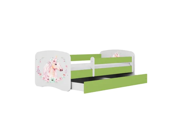 Kocot kids Detská posteľ Babydreams kôň zelená, varianta 70x140, se šuplíky, s matrací