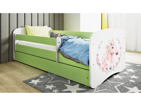 Kocot kids Detská posteľ Babydreams kôň zelená, varianta 70x140, se šuplíky, s matrací
