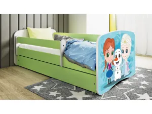 Kocot kids Detská posteľ Babydreams Snehové princezné zelená, variant 80x180, se šuplíky, s matrací
