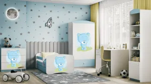 Kocot kids Detská posteľ Babydreams medvedík modrá, varianta 70x140, se šuplíky, s matrací