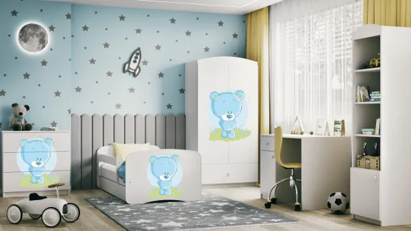 Kocot kids Detská posteľ Babydreams medvedík biela, varianta 70x140, se šuplíky, s matrací
