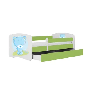 Kocot kids Detská posteľ Babydreams medvedík zelená, varianta 70x140, se šuplíky, s matrací