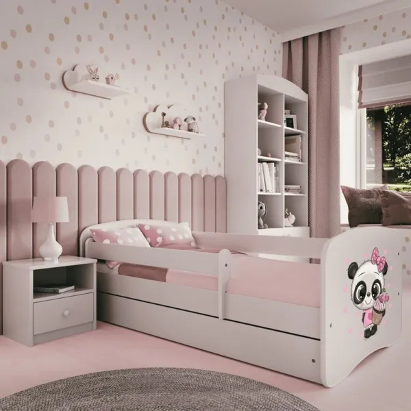 Kocot kids Detská posteľ Babydreams panda biela, variant 70x140, se šuplíky, s matrací
