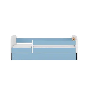Kocot kids Detská posteľ Babydreams medvedík s kvietkami modrá, varianta 70x140, se šuplíky, s matrací