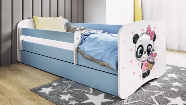 Kocot kids Detská posteľ Babydreams panda modrá, varianta 80x160, se šuplíky, s matrací