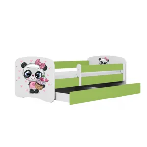 Kocot kids Detská posteľ Babydreams panda zelená, variant 80x180, se šuplíky, s matrací