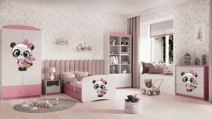 Kocot kids Detská posteľ Babydreams panda ružová, variant 80x180, se šuplíky, s matrací