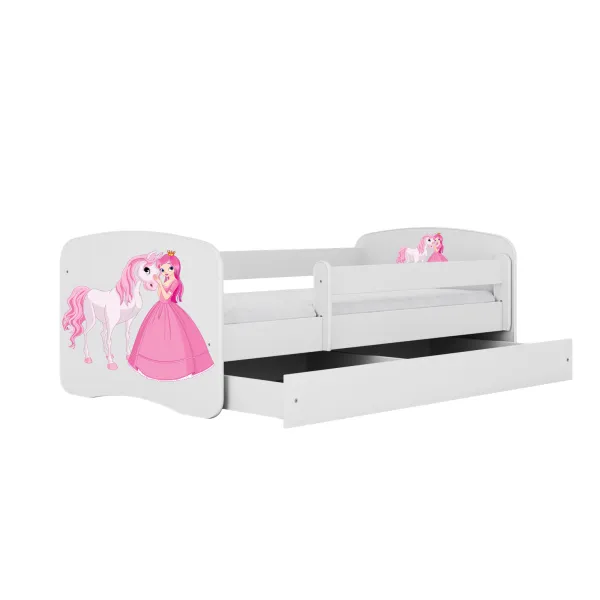 Kocot kids Detská posteľ Babydreams princezná a poník biela, variant 70x140, se šuplíky, s matrací