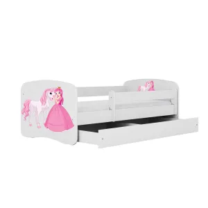 Kocot kids Detská posteľ Babydreams princezná a poník biela, variant 70x140, se šuplíky, s matrací