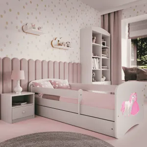 Kocot kids Detská posteľ Babydreams princezná a poník biela, variant 70x140, se šuplíky, s matrací