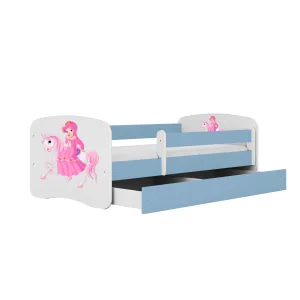 Kocot kids Detská posteľ Babydreams princezná a poník modrá, varianta 80x160, se šuplíky, s matrací