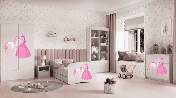 Kocot kids Detská posteľ Babydreams princezná a poník biela, variant 70x140, se šuplíky, s matrací
