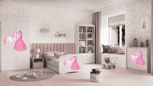 Kocot kids Detská posteľ Babydreams princezná a poník biela, variant 70x140, se šuplíky, s matrací