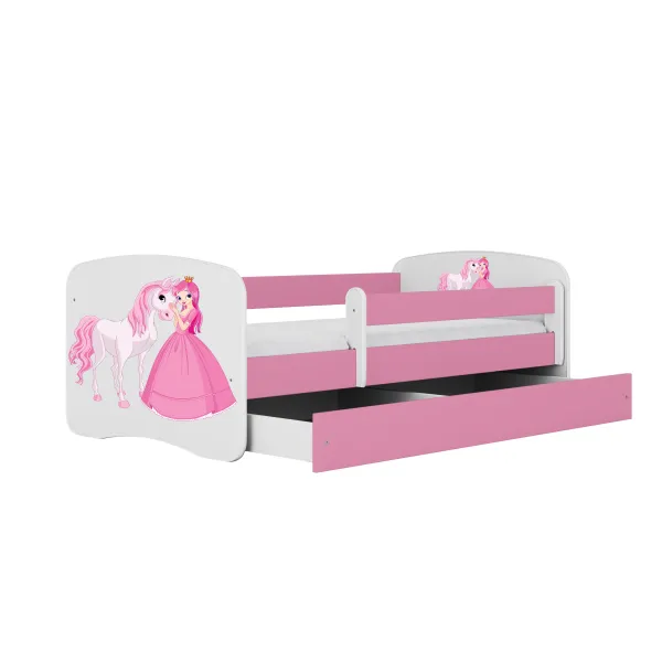 Kocot kids Detská posteľ Babydreams Princezná a poník ružová, variant 70x140, se šuplíky, s matrací
