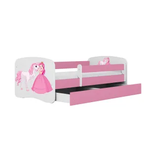 Kocot kids Detská posteľ Babydreams Princezná a poník ružová, variant 70x140, se šuplíky, s matrací