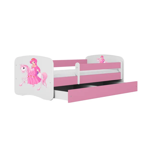 Kocot kids Detská posteľ Babydreams princezná na koni ružová, varianta 80x180, se šuplíky, s matrací