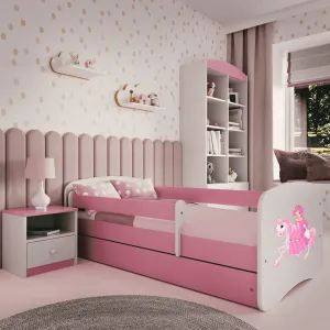 Kocot kids Detská posteľ Babydreams princezná na koni ružová, varianta 80x180, se šuplíky, s matrací