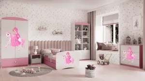 Kocot kids Detská posteľ Babydreams princezná na koni ružová, varianta 80x180, se šuplíky, s matrací