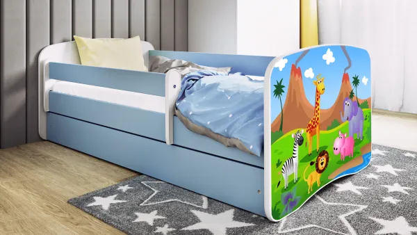 Kocot kids Detská posteľ Babydreams safari modrá, varianta 80x160, se šuplíky, s matrací