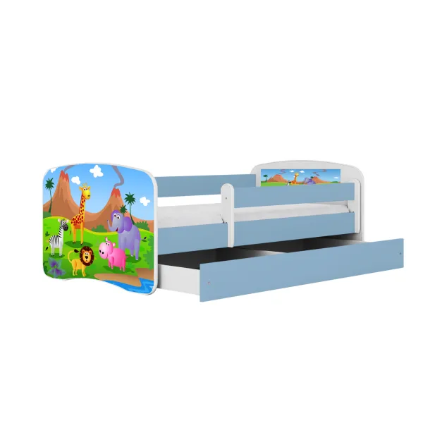 Kocot kids Detská posteľ Babydreams safari modrá, varianta 80x160, se šuplíky, s matrací