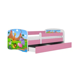 Kocot kids Detská posteľ Babydreams safari ružová, varianta 80x180, se šuplíky, s matrací