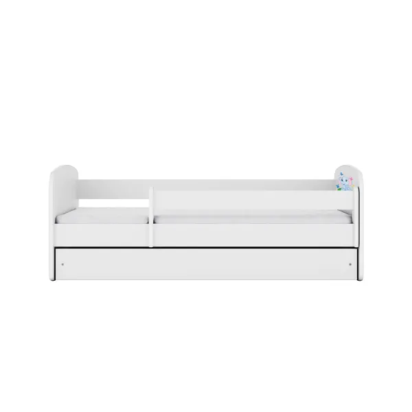 Kocot kids Detská posteľ Babydreams slon s motýlikmi biela, varianta 70x140, se šuplíky, s matrací