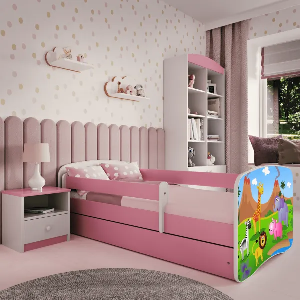 Kocot kids Detská posteľ Babydreams safari ružová, varianta 80x180, se šuplíky, s matrací