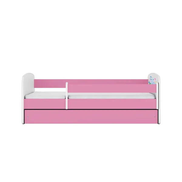 Kocot kids Detská posteľ Babydreams slon s motýlikmi ružová, varianta 80x180, se šuplíky, s matrací