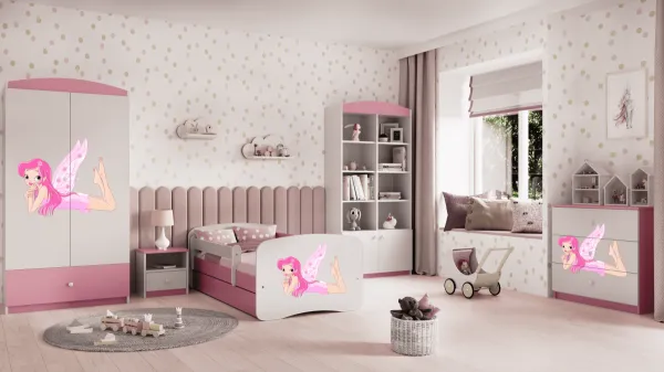 Kocot kids Detská posteľ Babydreams víla s krídlami ružová, variant 70x140, se šuplíky, s matrací