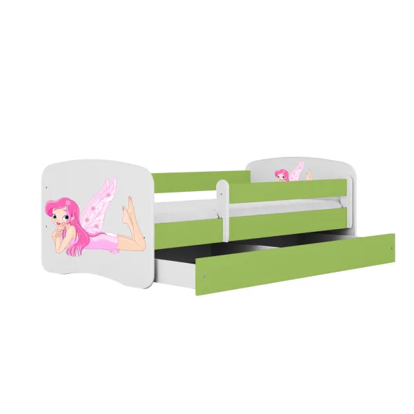 Kocot kids Detská posteľ Babydreams víla s krídlami zelená, varianta 80x180, se šuplíky, s matrací
