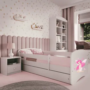 Kocot kids Detská posteľ Babydreams víla s motýlikmi biela, variant 80x180, se šuplíky, s matrací