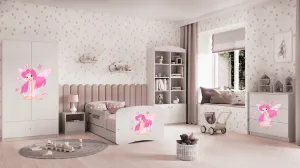 Kocot kids Detská posteľ Babydreams víla s motýlikmi biela, variant 80x180, se šuplíky, s matrací