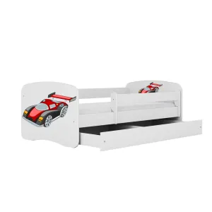 Kocot kids Detská posteľ Babydreams závodné auto biela, variant 70x140, se šuplíky, s matrací