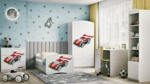 Kocot kids Detská posteľ Babydreams závodné auto biela, variant 70x140, se šuplíky, s matrací