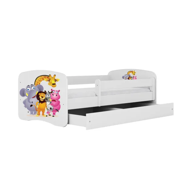 Kocot kids Detská posteľ Babydreams ZOO biela, varianta 80x180, se šuplíky, s matrací
