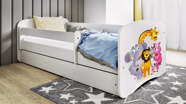 Kocot kids Detská posteľ Babydreams ZOO biela, varianta 80x180, se šuplíky, s matrací